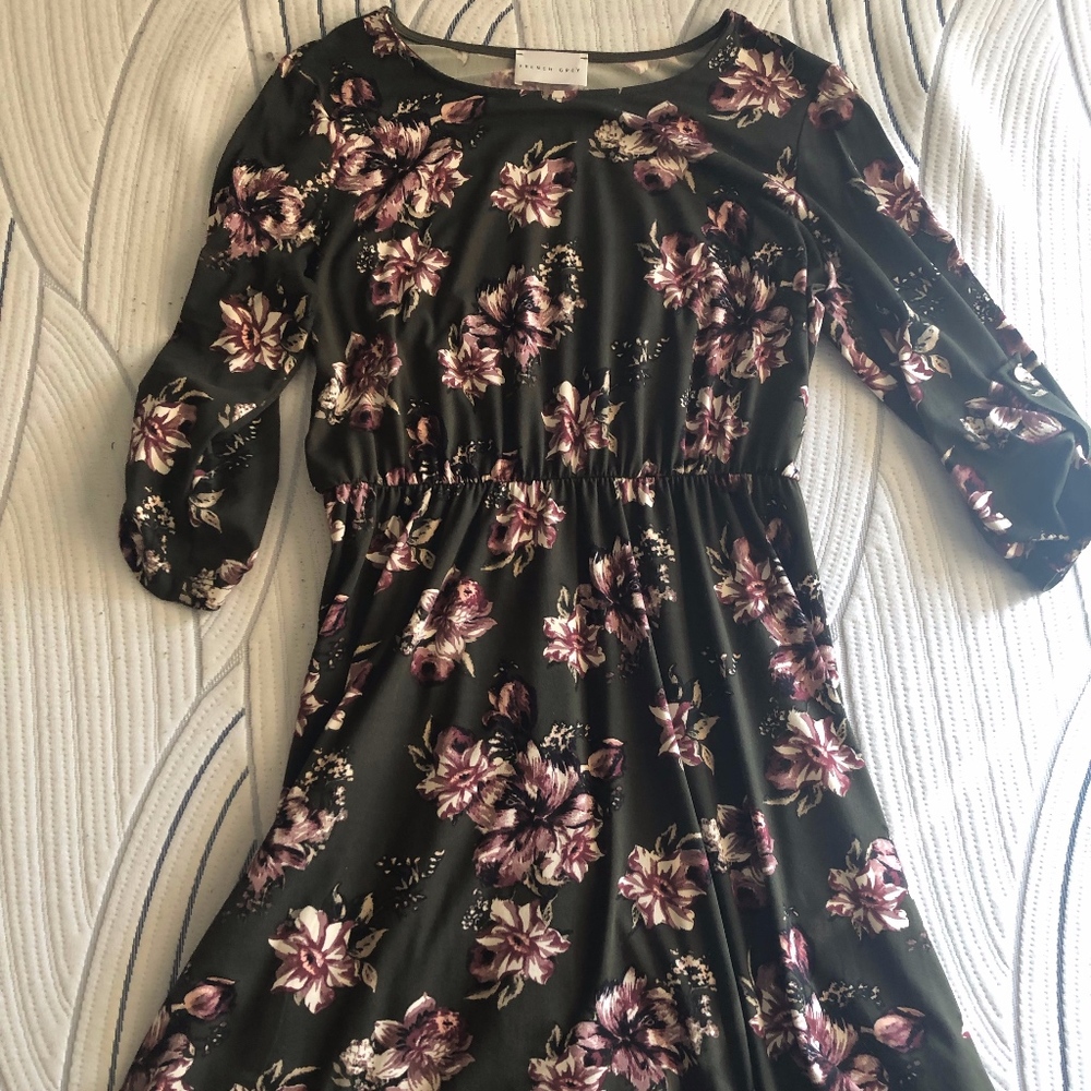 Stitch Fix French Grey Longsleeve Floral Dress